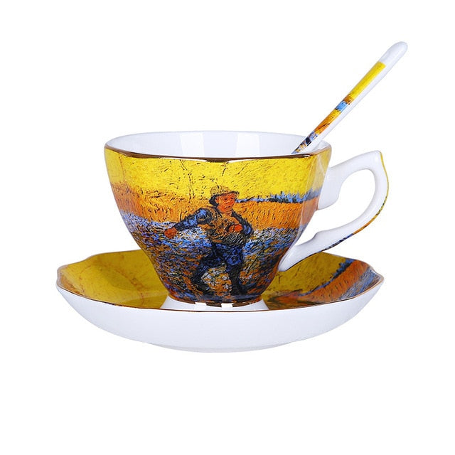 The New Van Gogh Art Painting Coffee Mugs The Starry Night Sunflowers The Sower Irises Saint-Remy Coffee Tea Cups