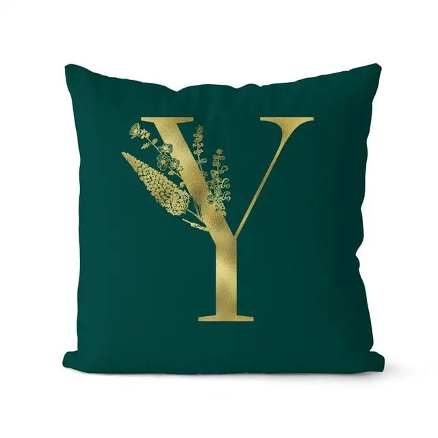 Green Pillowcase Gold Letters - GLR SHOPPING