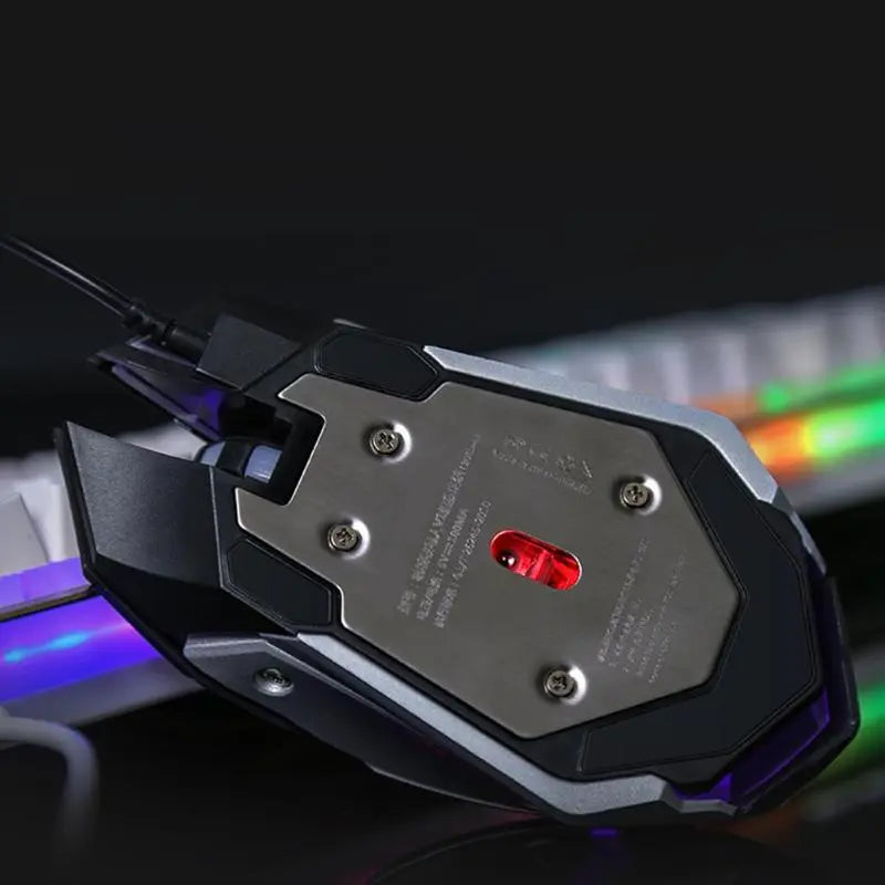 USB Wired Metal Ergonomic Backlight Mechanical Feel Gaming Keyboard Mouse Set with Aluminium Alloy Panel - GLR SHOPPING