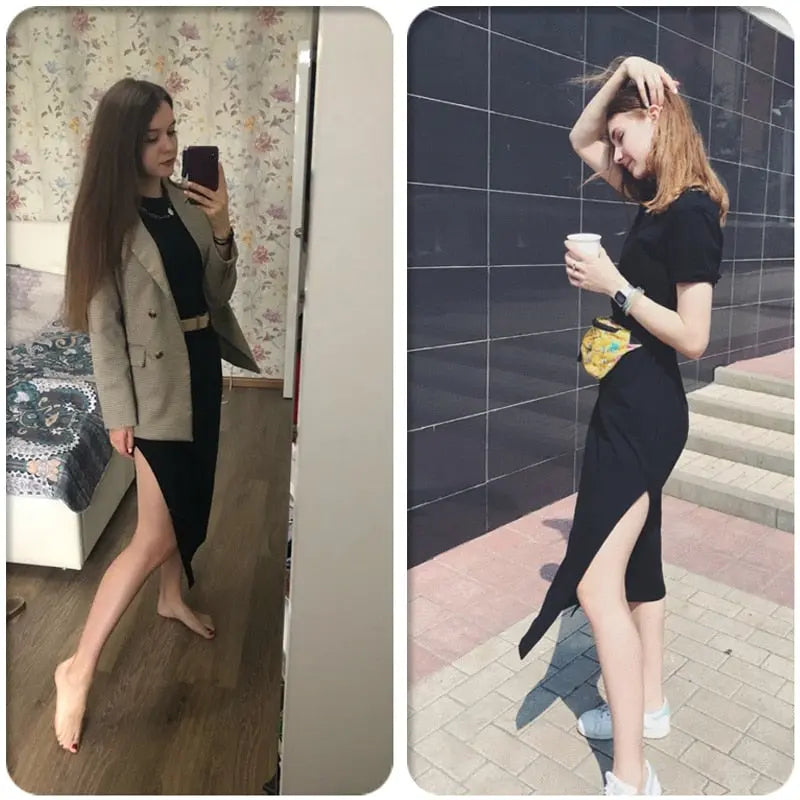 Black Split Long Dress - GLR SHOPPING