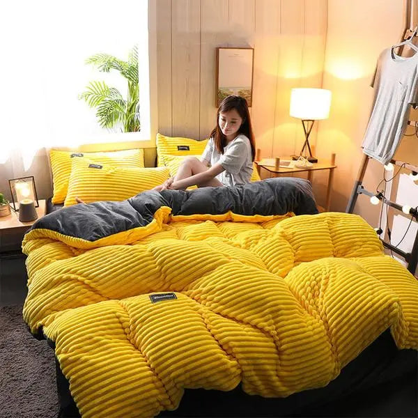 Thicken Corduroy Velvet Bedding Set - GLR SHOPPING
