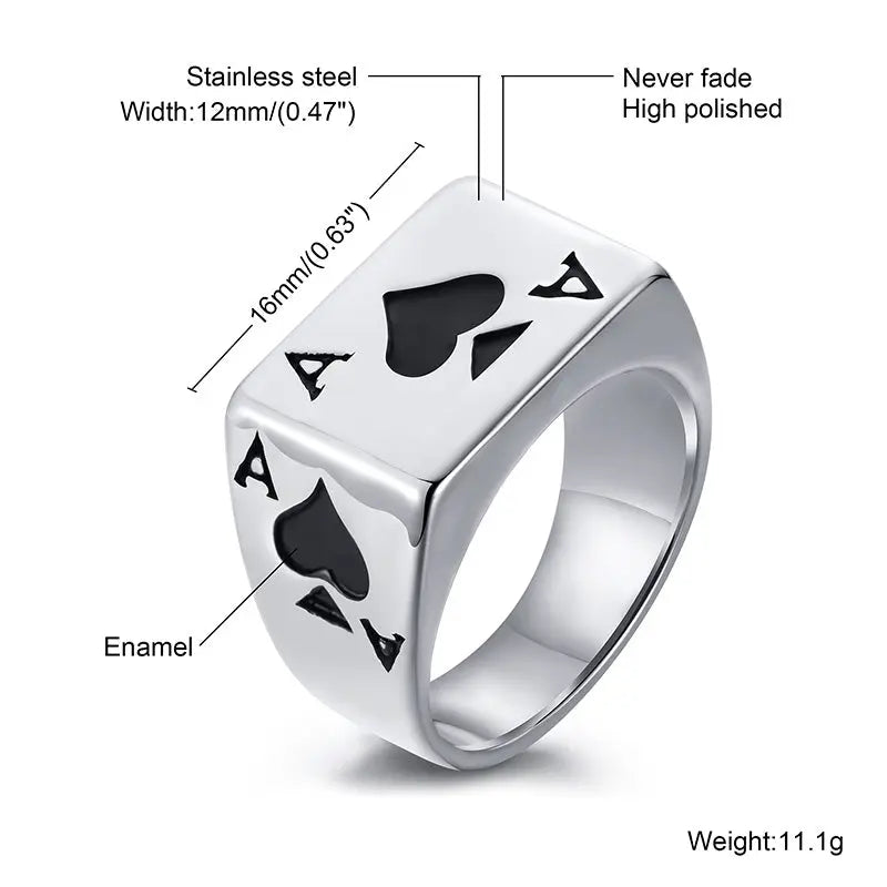 Ace Of Spades Signet Ring - GLR SHOPPING