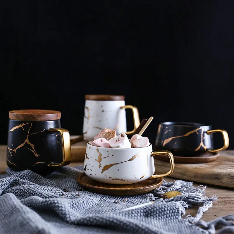 Coffee Mugs Marble Gold Inlay - GLR SHOPPING