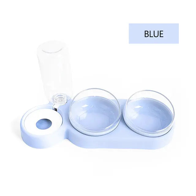 Pet Bowl Double Bowls Food Water Feeder With Auto Water Dispenser - GLR SHOPPING