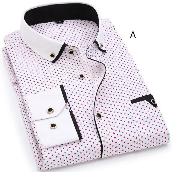 Men Fashion Casual Long Sleeved Printed shirt - GLR SHOPPING