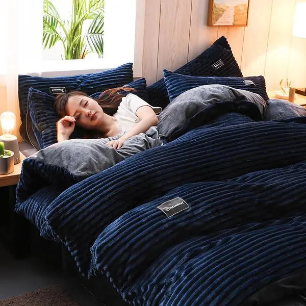 Thicken Corduroy Velvet Bedding Set - GLR SHOPPING