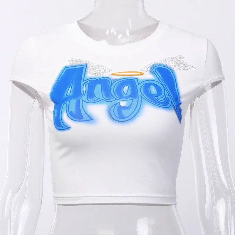 Angel Letter Printed Tees - GLR SHOPPING