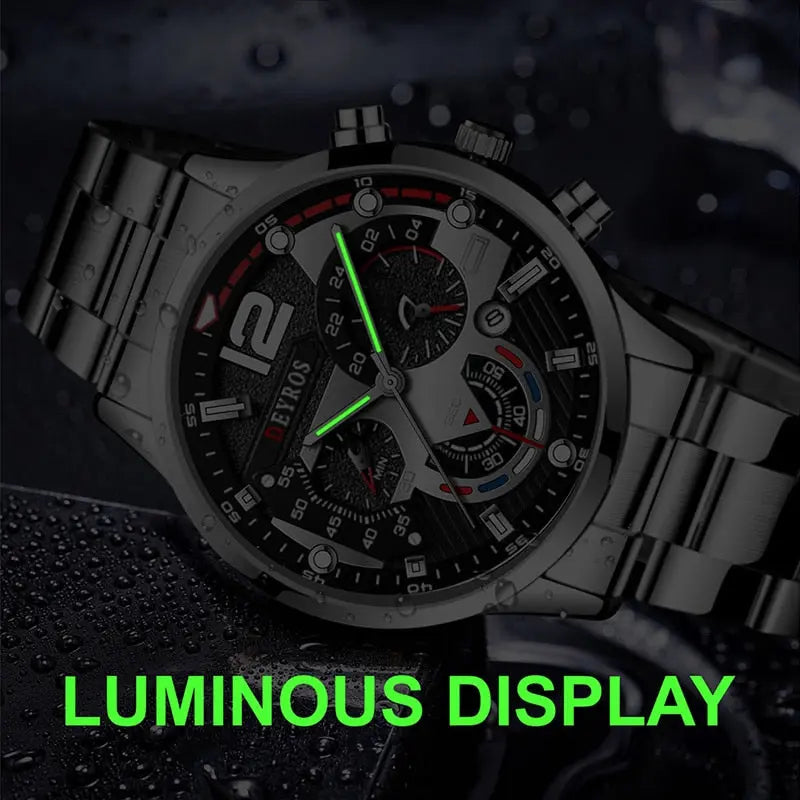 Luxury Mens Watches Male Gold Bracelet Stainless Steel Quartz Calendar Watch For Men Business Luminous Clock relogio masculino - GLR SHOPPING