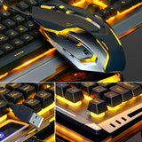 USB Wired Metal Ergonomic Backlight Mechanical Feel Gaming Keyboard Mouse Set with Aluminium Alloy Panel