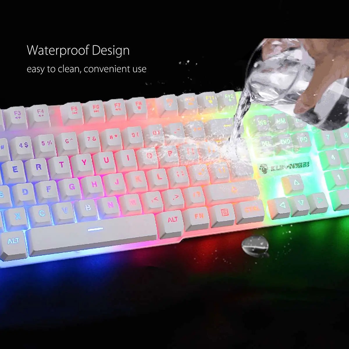 LED Rainbow Backlight USB Ergonomic Wired Gaming Keyboard + 2400DPI Mouse + Mouse Pad Set Kit for PC Laptop Computer Gamer - GLR SHOPPING