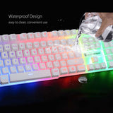 LED Rainbow Backlight USB Ergonomic Wired Gaming Keyboard + 2400DPI Mouse + Mouse Pad Set Kit for PC Laptop Computer Gamer