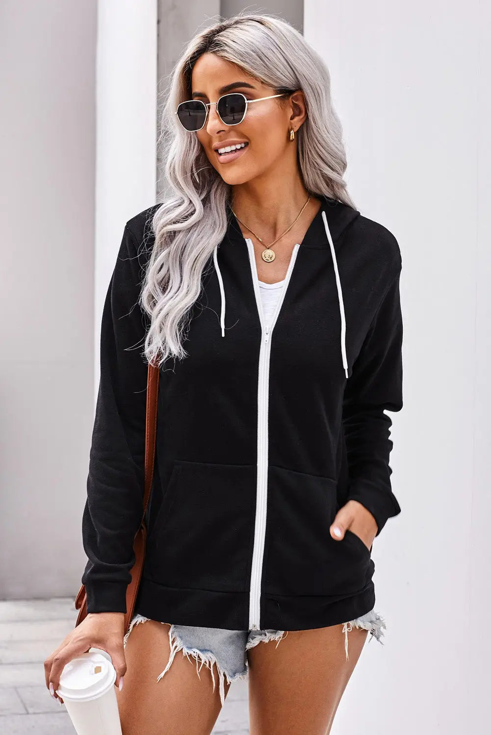 Casual Black Zip-up Hoodie Jacket - GLR SHOPPING