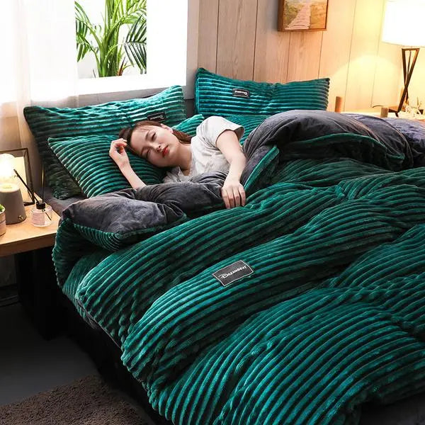Thicken Corduroy Velvet Bedding Set - GLR SHOPPING