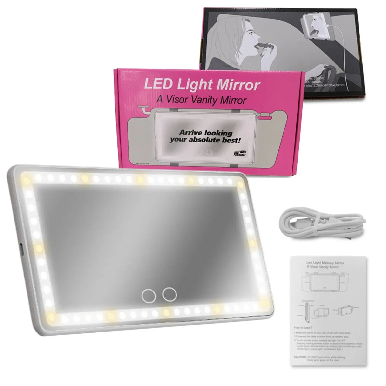 Car Visor Vanity Mirror with Lights - GLR SHOPPING