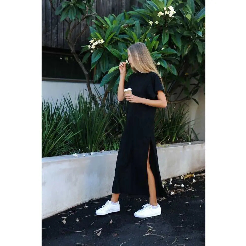 Black Split Long Dress - GLR SHOPPING