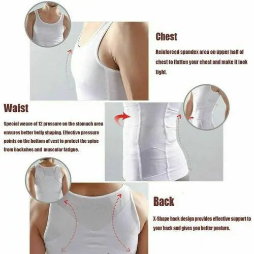 Men's Slimming Vest Body Shaper Corrective Posture Belly Compression - GLR SHOPPING