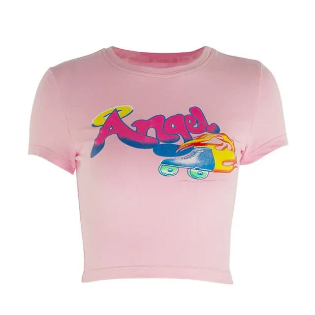 Angel Letter Printed Tees - GLR SHOPPING