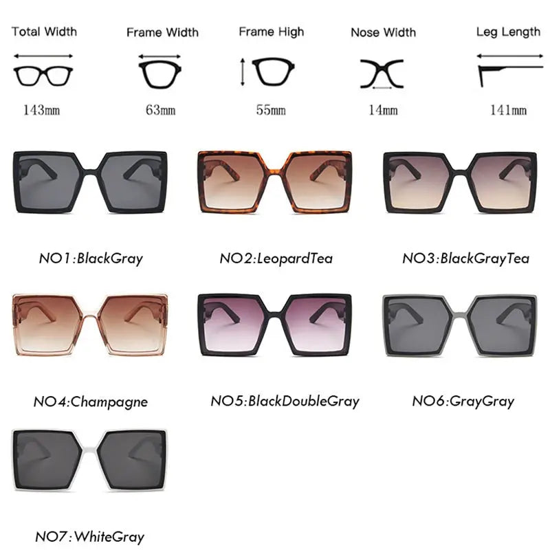 Women's Square Sunglasses Oversized - GLR SHOPPING