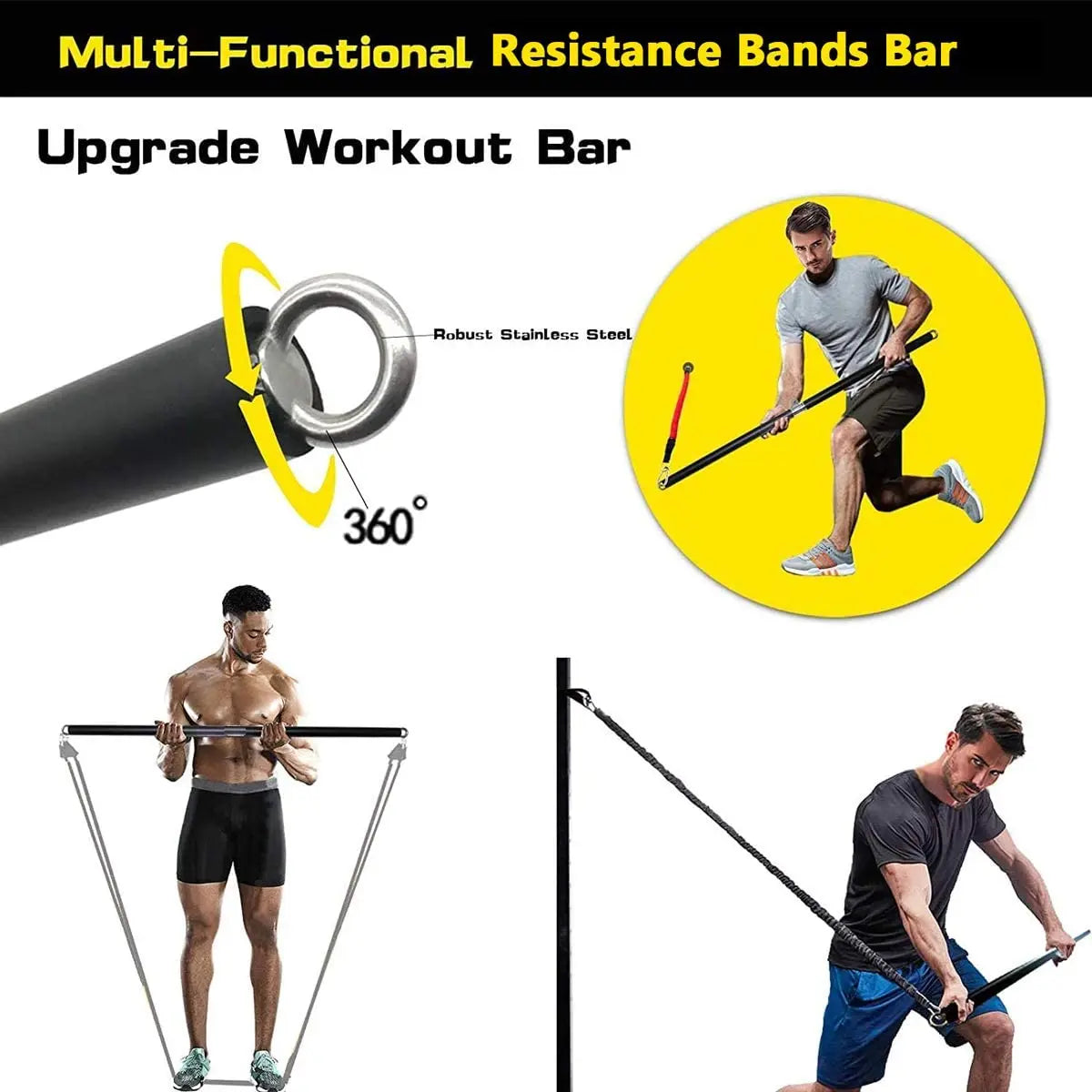 Workout Bar Fitness Resistance Bands Training Expander Gym Equipment - GLR SHOPPING