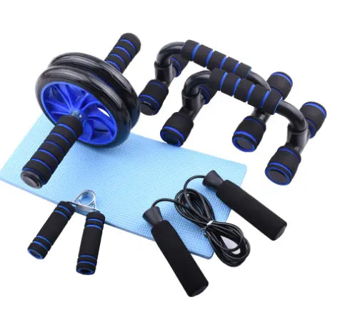 AB Roller Kit Strong Load-bearing with Push-Up Bar Jump Rope Knee Pad Home Gym Abdominal Core Muscle Exercise Fitness Equipment - GLR SHOPPING