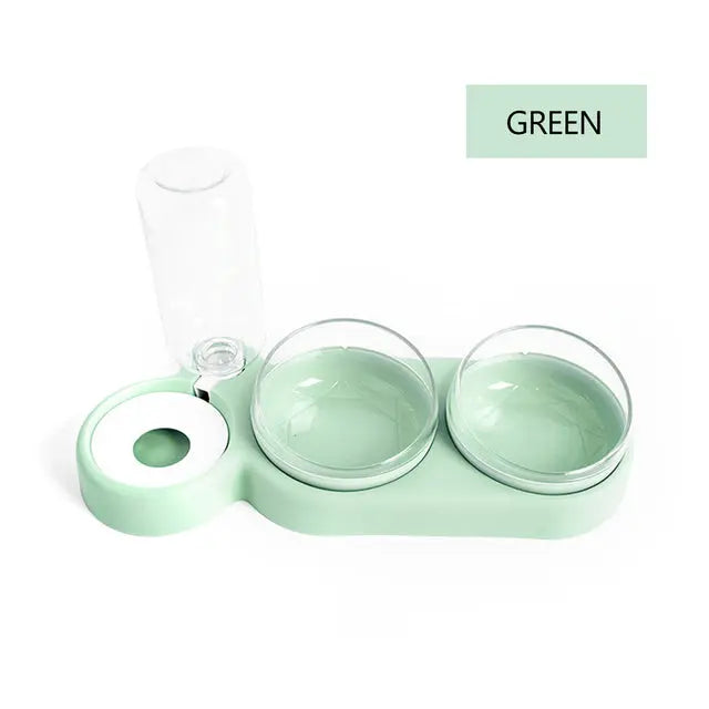 Pet Bowl Double Bowls Food Water Feeder With Auto Water Dispenser - GLR SHOPPING