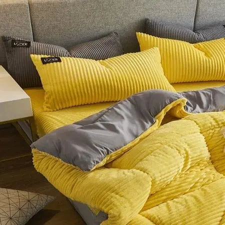 Thicken Corduroy Velvet Bedding Set - GLR SHOPPING