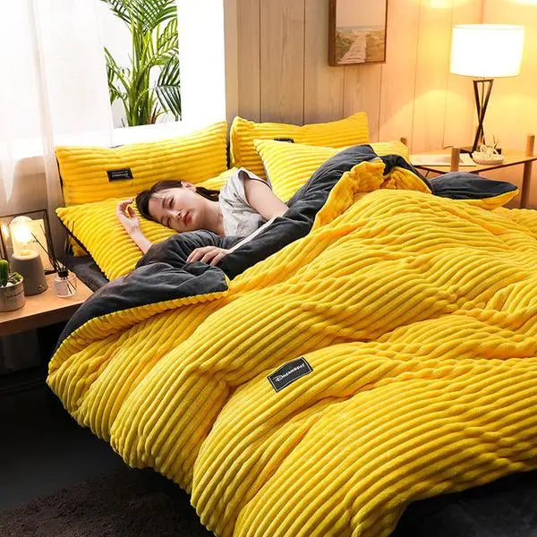 Thicken Corduroy Velvet Bedding Set - GLR SHOPPING
