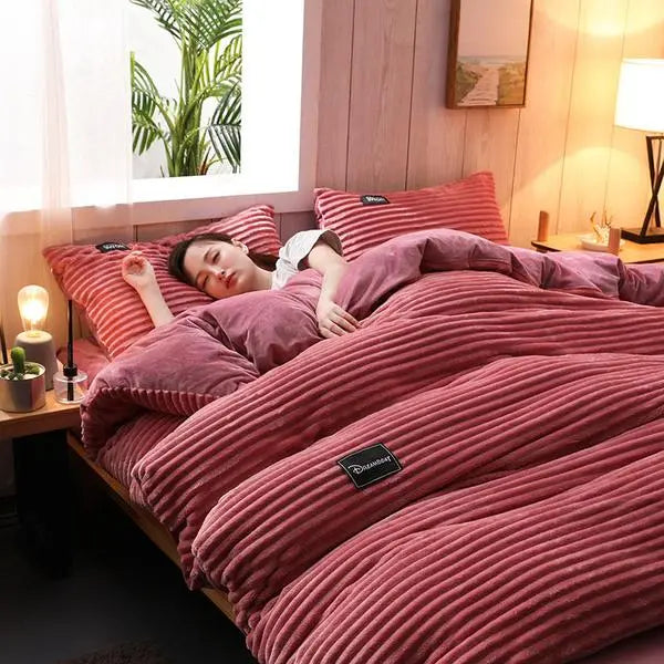 Thicken Corduroy Velvet Bedding Set - GLR SHOPPING