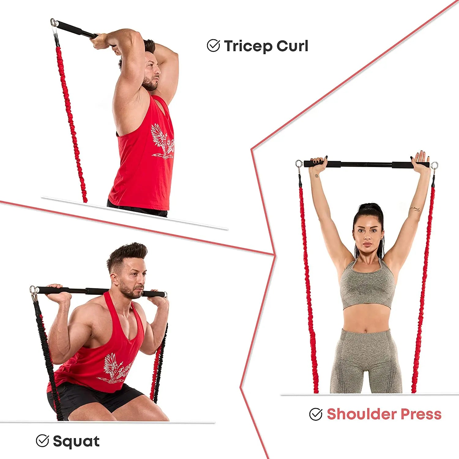 Workout Bar Fitness Resistance Bands Training Expander Gym Equipment - GLR SHOPPING