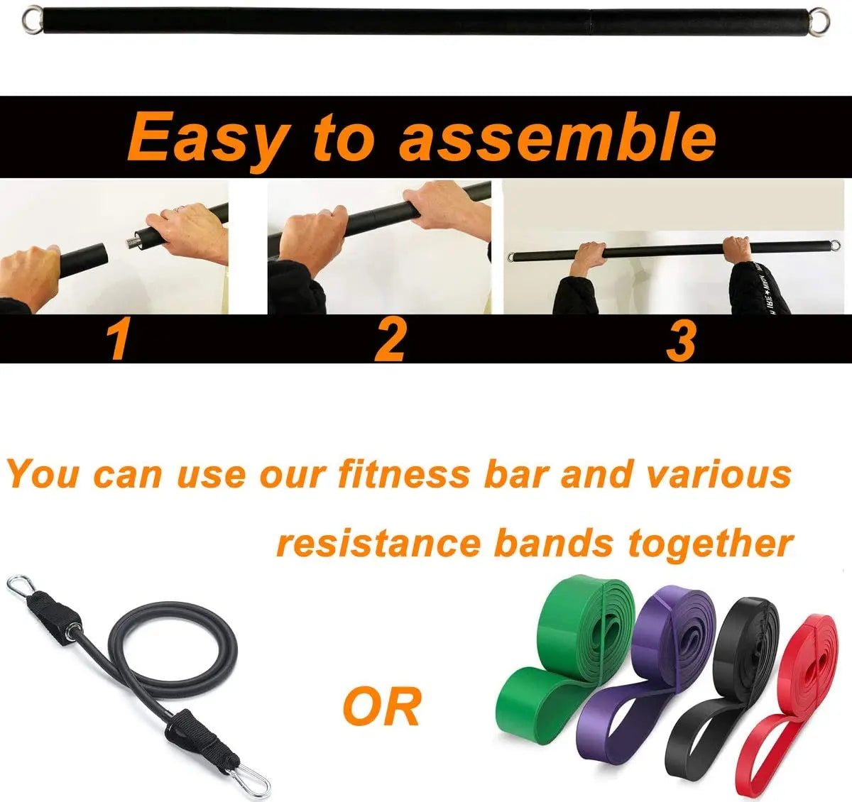 Workout Bar Fitness Resistance Bands Training Expander Gym Equipment - GLR SHOPPING