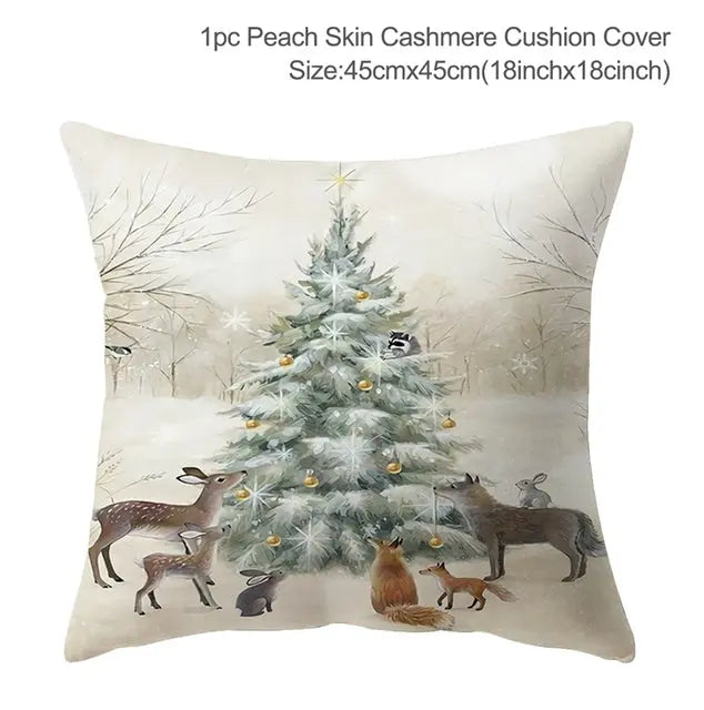 Christmas Elk Tree Cushion Cover - GLR SHOPPING