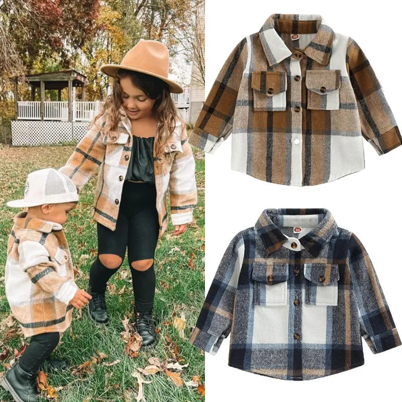 Toddler Plaid Patchwork Long Sleeve - GLR SHOPPING