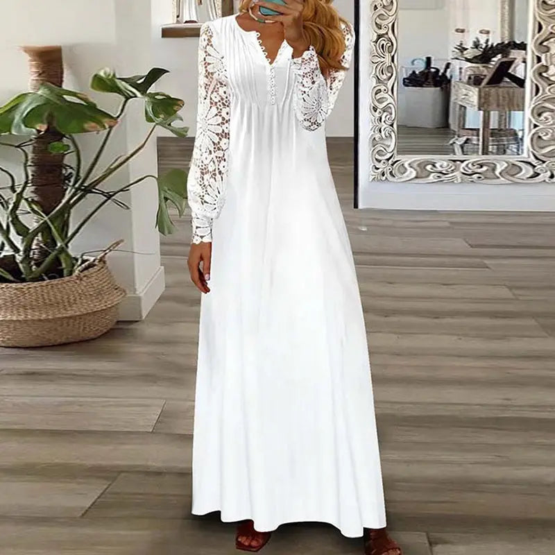 V Neck Sexy Lace Long Sleeves Dress - GLR SHOPPING