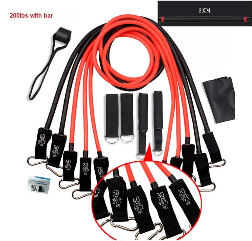 Workout Bar Fitness Resistance Bands Training Expander Gym Equipment - GLR SHOPPING