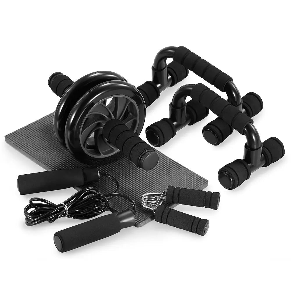 Muscle Exercise Equipment Abdominal Press Wheel Roller Home Fitness Equipment Gym Roller Trainer with Push UP Bar Jump Rope - GLR SHOPPING