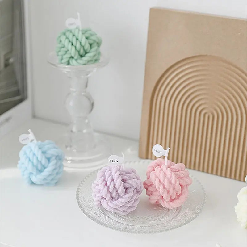 Creative Handmade Wool Ball Candle - GLR SHOPPING