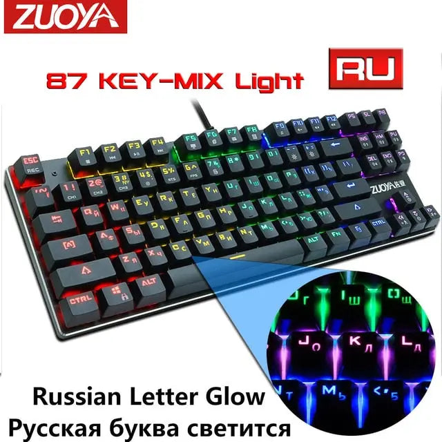 RGB Mix Backlit Wired Gaming Mechanical Keyboard - GLR SHOPPING
