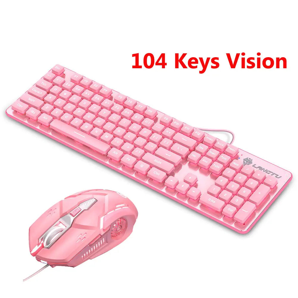 Cute Pink Wired Keyboard and Mouse Set - GLR SHOPPING