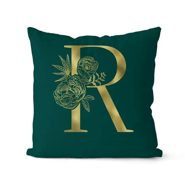 Green Pillowcase Gold Letters - GLR SHOPPING