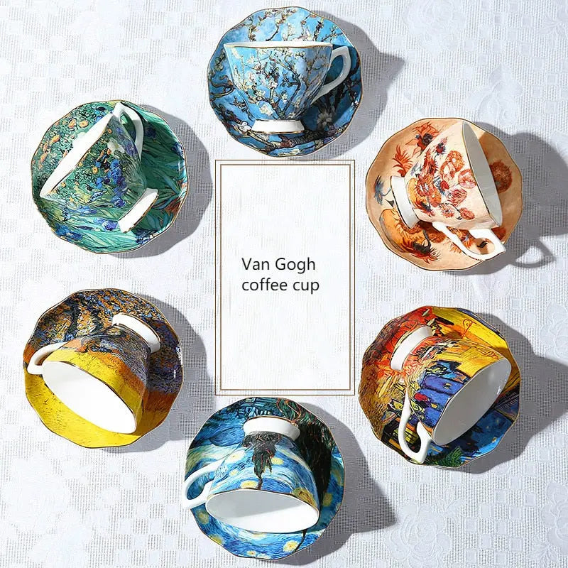 The New Van Gogh Art Painting Coffee Mugs The Starry Night Sunflowers The Sower Irises Saint-Remy Coffee Tea Cups - GLR SHOPPING