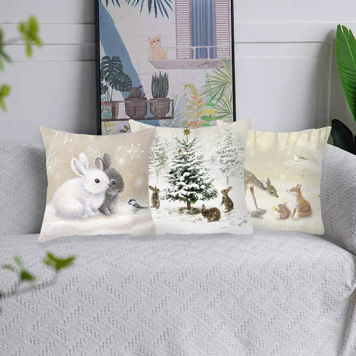 Christmas Elk Tree Cushion Cover - GLR SHOPPING