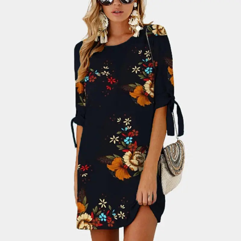 Floral Print Chiffon Beach Dress - GLR SHOPPING