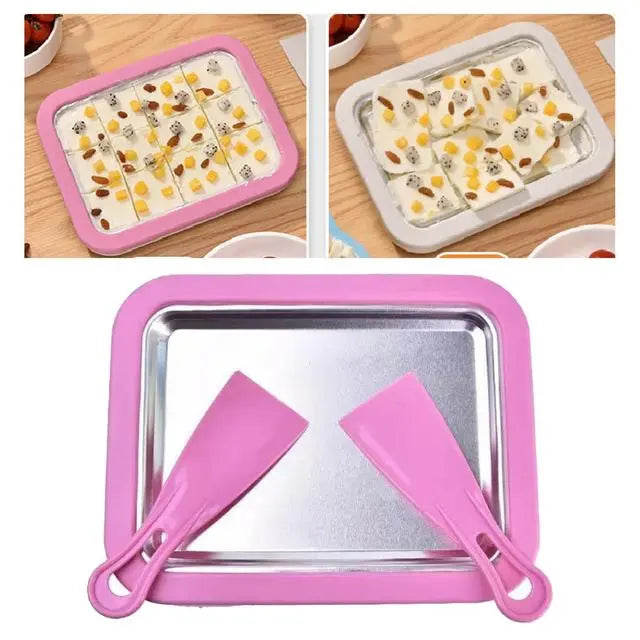 Ice Cream Roller Plate with 2 Spatulas - GLR SHOPPING