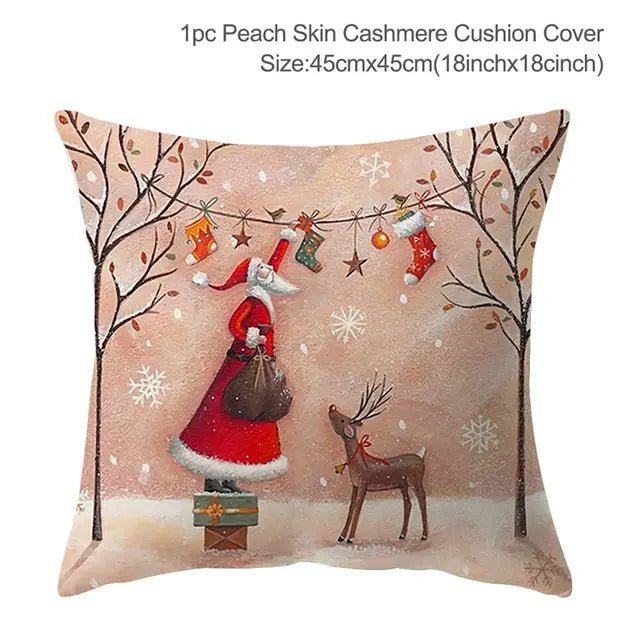Christmas Elk Tree Cushion Cover - GLR SHOPPING