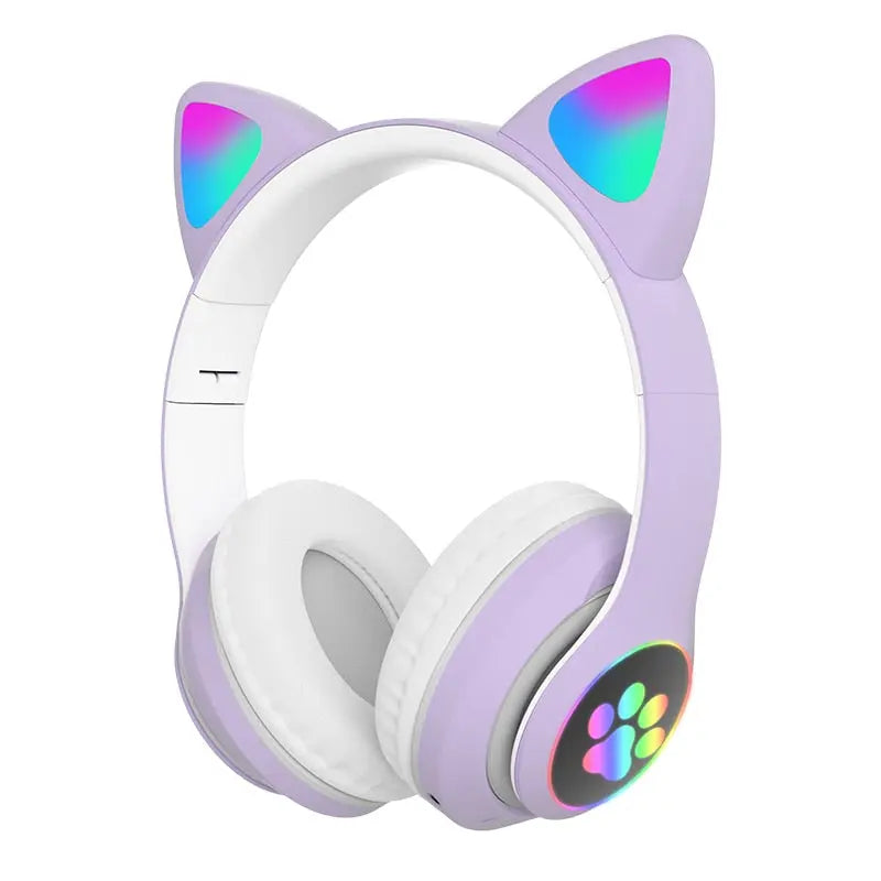 New Arrival LED Cat Ear Noise Cancelling Headphones Bluetooth 5.0 Young People Kids Headset Support TF Card 3.5mm Plug with Mic - GLR SHOPPING