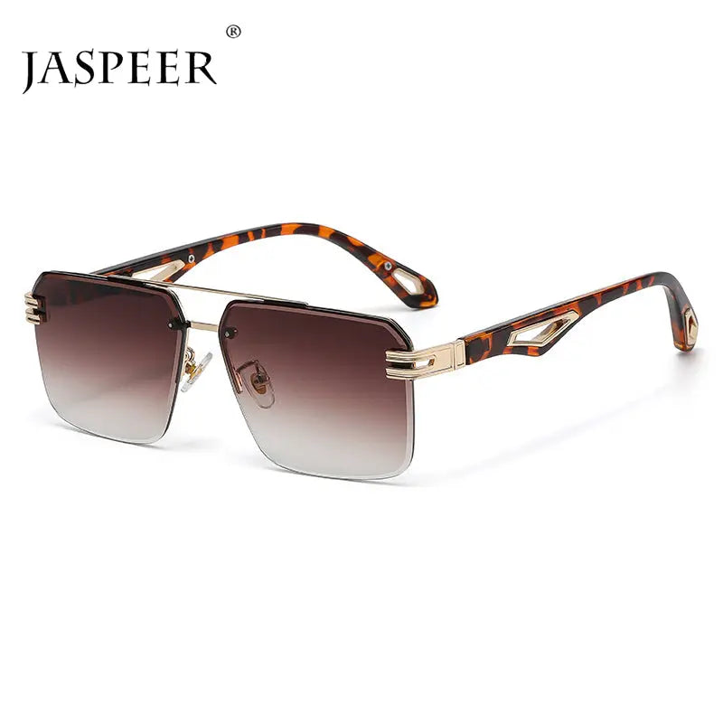 Oversized Rimless Rectangle Sunglasses - GLR SHOPPING