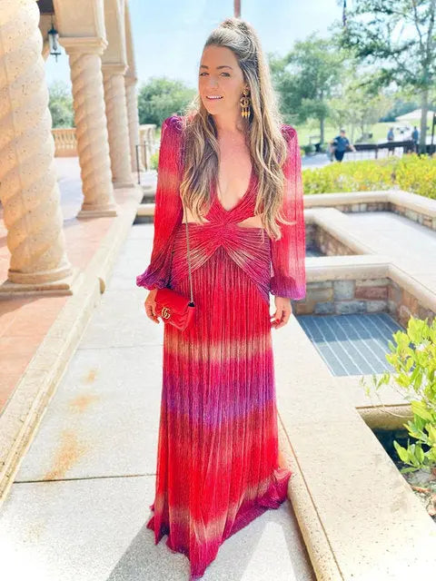 Women's Long Lantern Sleeve Dress - GLR SHOPPING