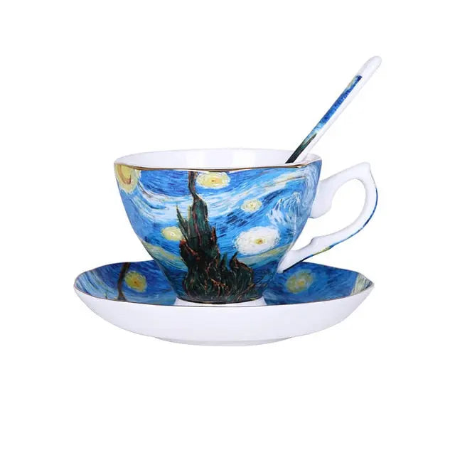 The New Van Gogh Art Painting Coffee Mugs The Starry Night Sunflowers The Sower Irises Saint-Remy Coffee Tea Cups - GLR SHOPPING