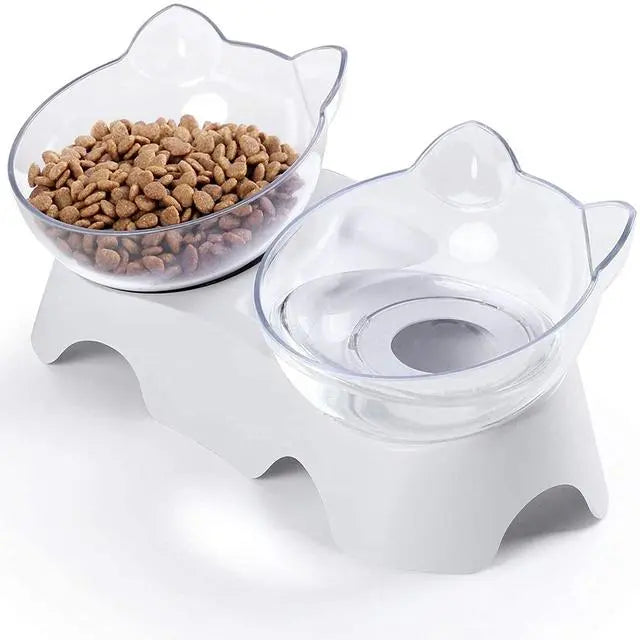 Pet Bowl Double Bowls Food Water Feeder With Auto Water Dispenser - GLR SHOPPING