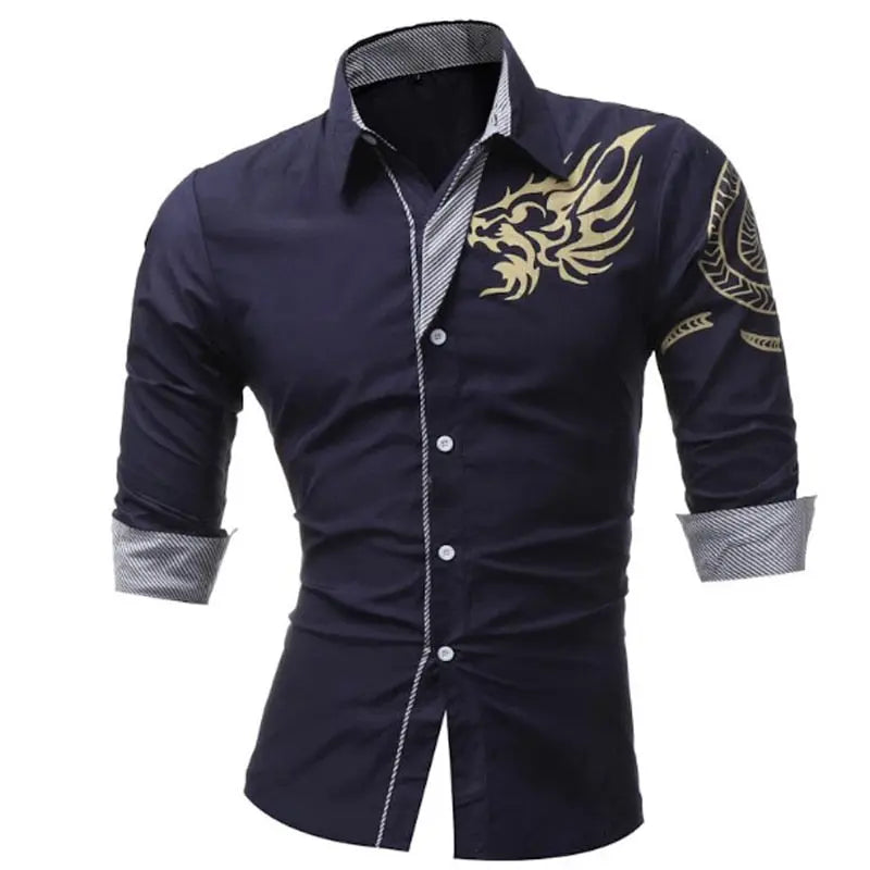Men'S Long-Sleeved Dress Shirt Dragons - GLR SHOPPING